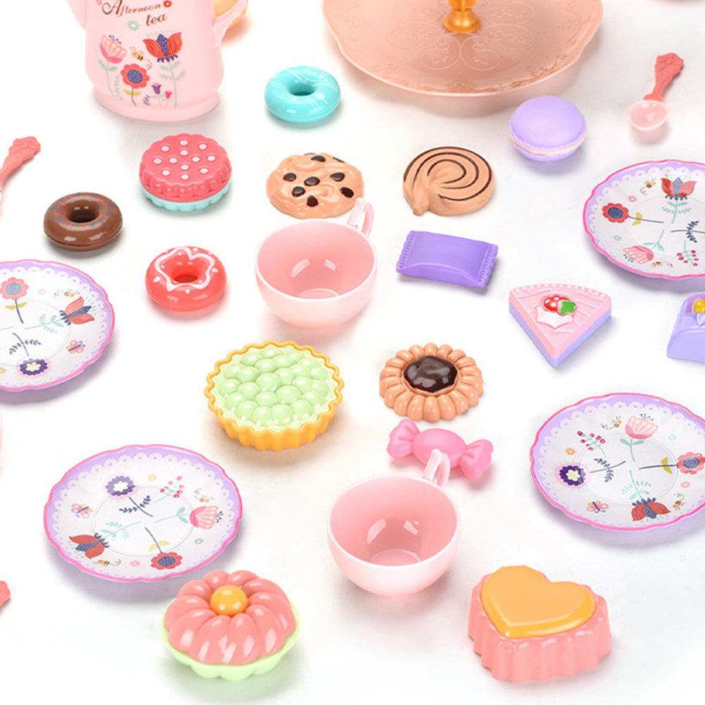 Kids Pretend Tea Party Set with Dessert & Carrying Case Style 1