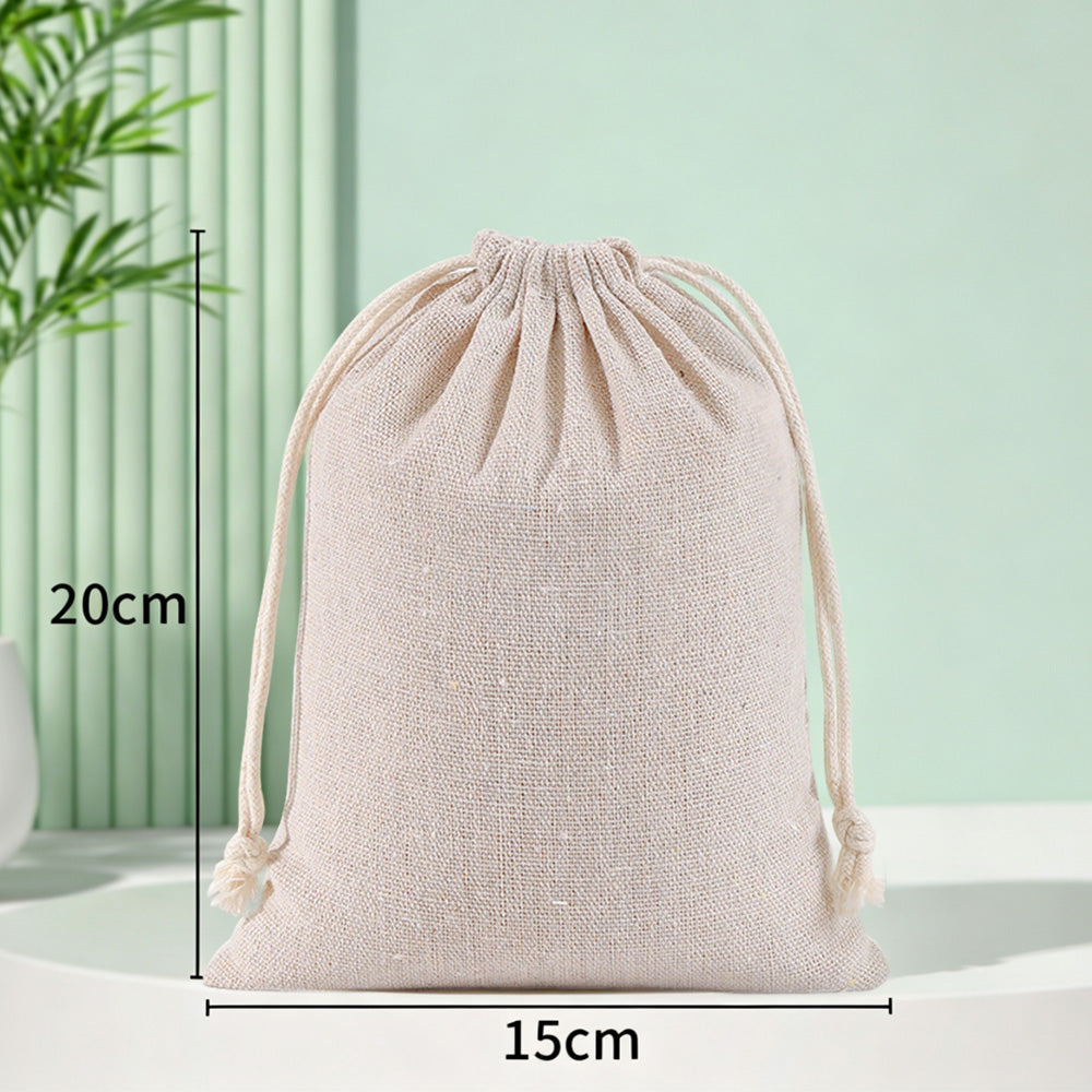 10 Pack Cotton Linen Drawstring Storage and Gift Bags in 2 Sizes