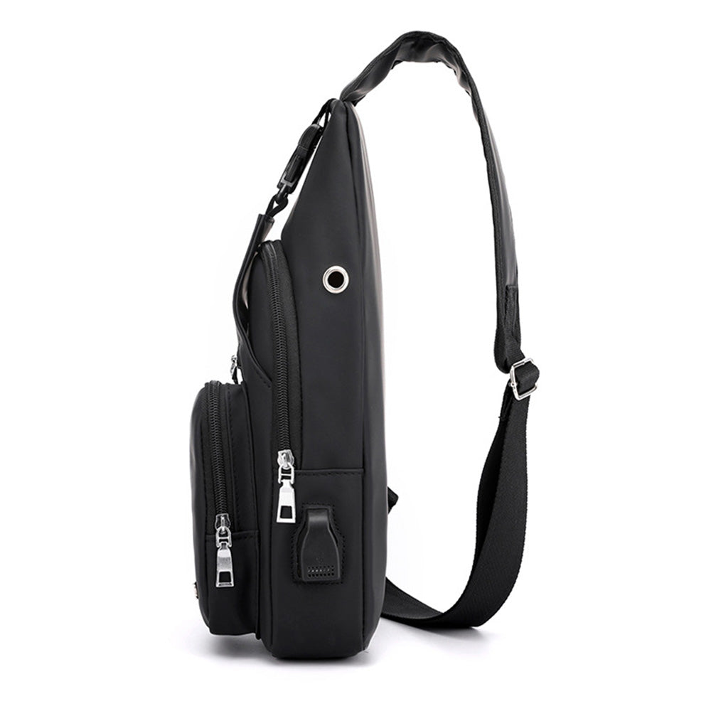 Men Chest Bag Shoulder Backpack Cross Body Satchel Travel Sling Bag Black