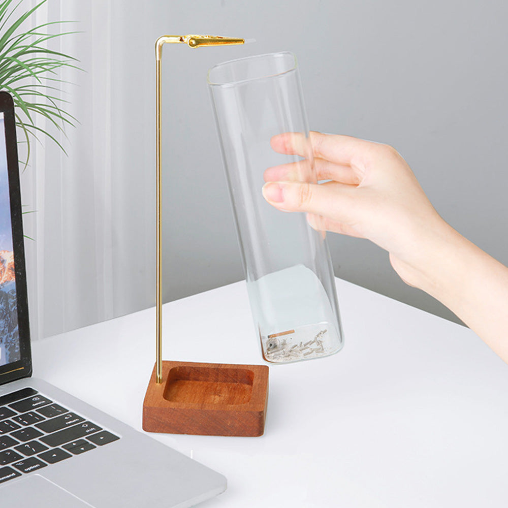 Anti-Ash Incense Holder Glass Incense Burner with Wooden Base Meditation Yoga Spa Room Decor