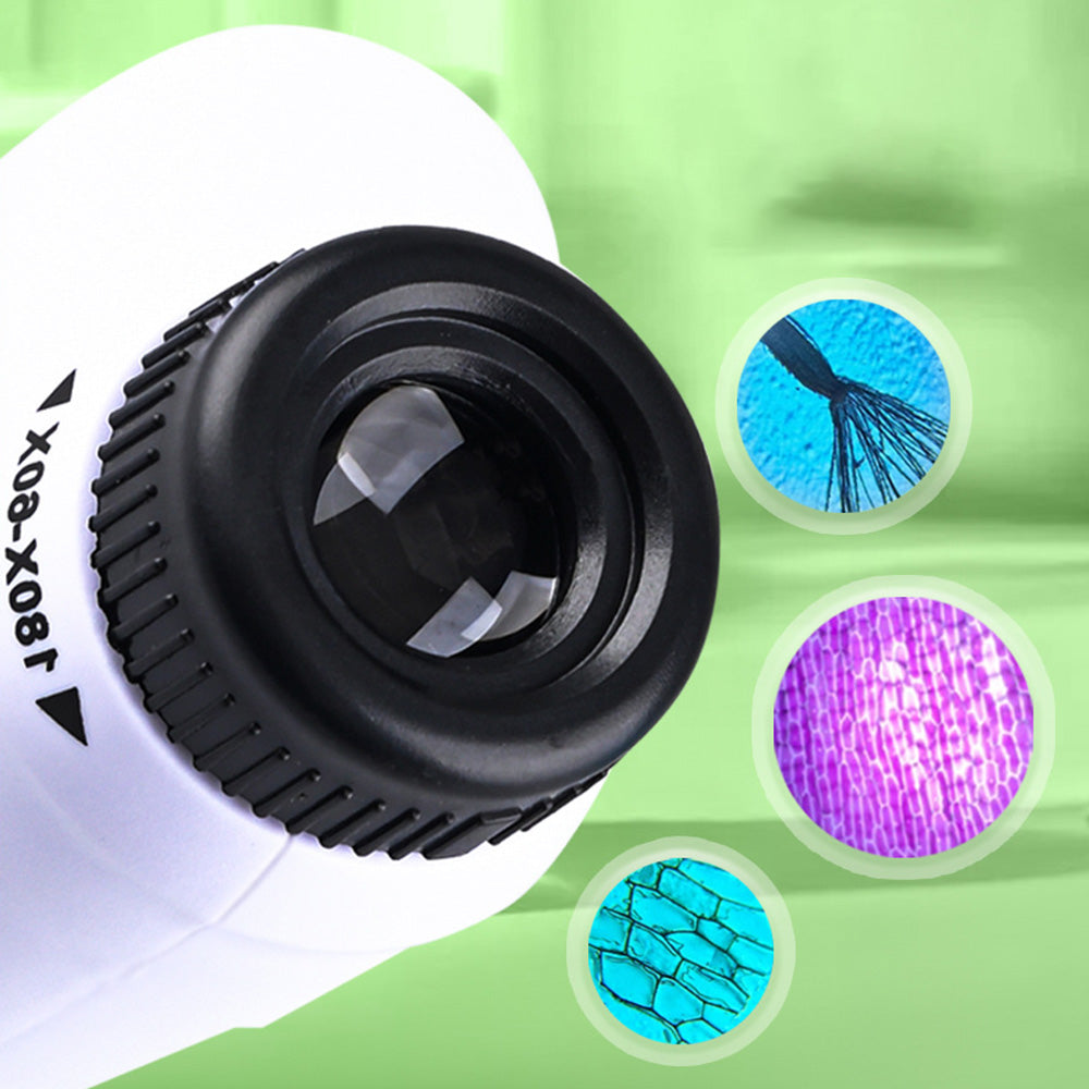 60x-180x Magnifying Pocket Microscope with Stand for Kids Portable Handheld Educational Microscope