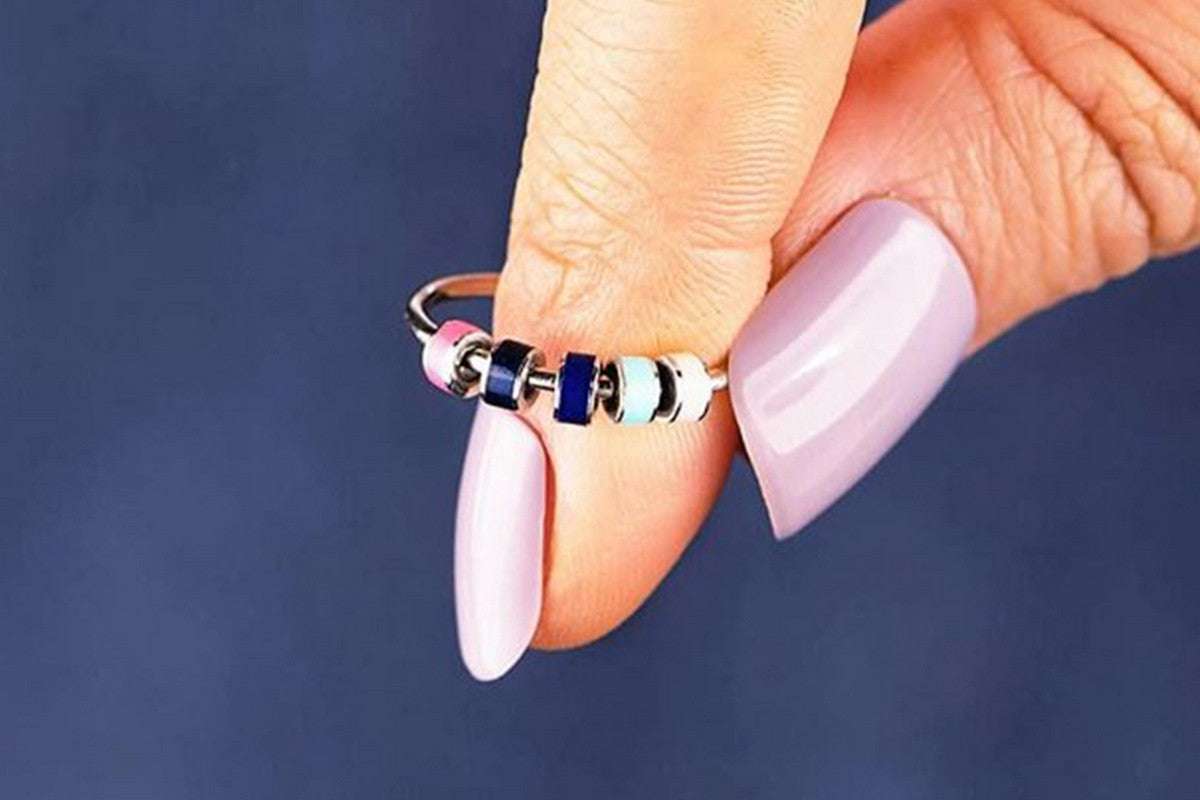 2Pcs To Daughter Anxiety Fidget Ring Meditation Ring Adjustable Opening Ring-Style 2