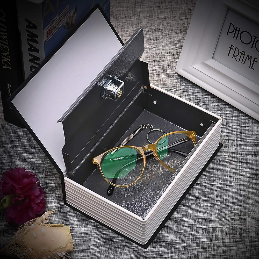 Dictionary Book Secret Money Case  Key Lock Jewellery Security Box  Navy