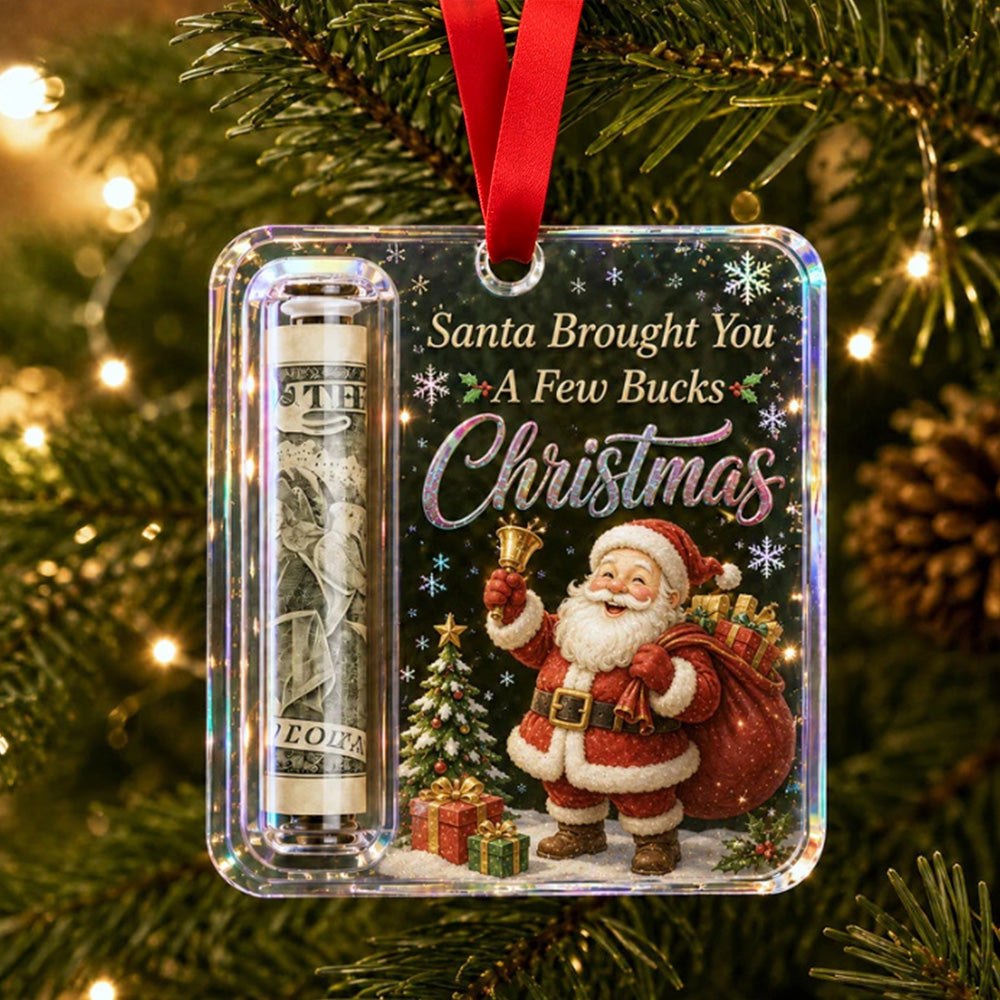 4 Piece Christmas Cash Gift Holder Ornaments with Ribbons