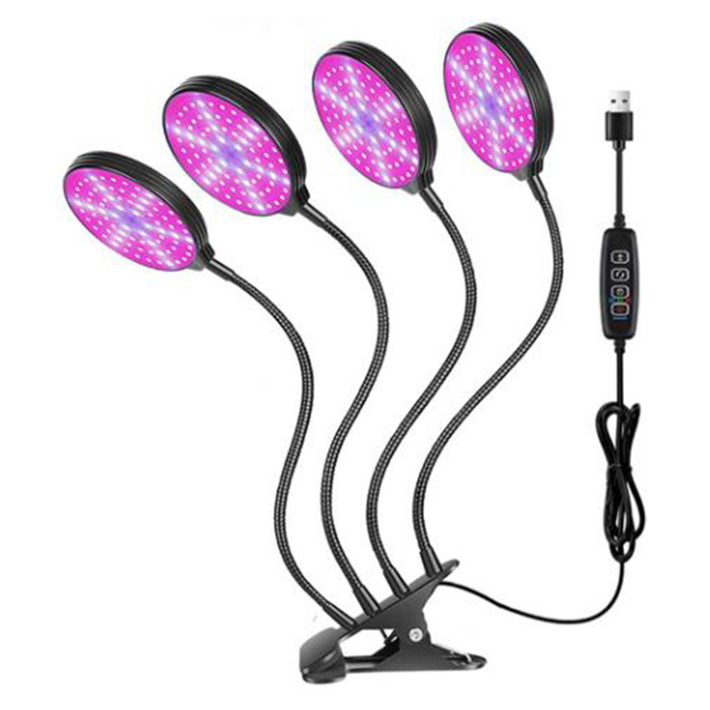 USB Powered 4-Head LED Grow Light Dimming Clip-on Plant Flower Veg Hydroponic UV Growing Lamp