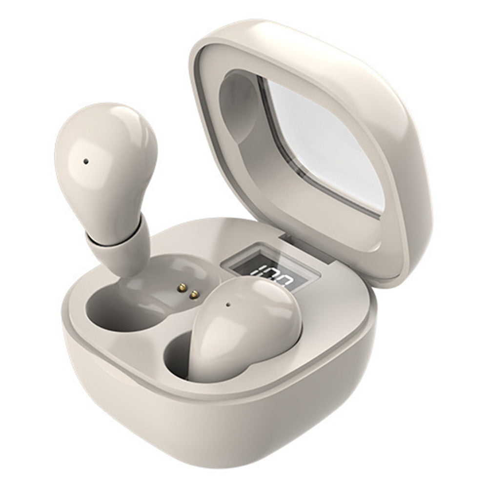 Wireless Bluetooth Small Headphone Mini Invisible Earbuds with Charging Case for Sleep Work Sports Beige
