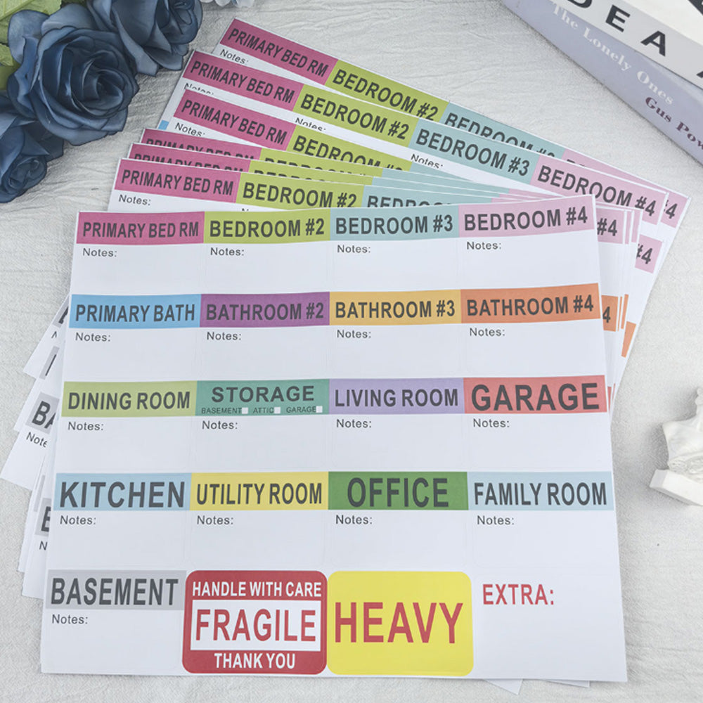 600Pcs Home Moving Packing Box Labels with Writable Notes Areas Colorful Moving Labels
