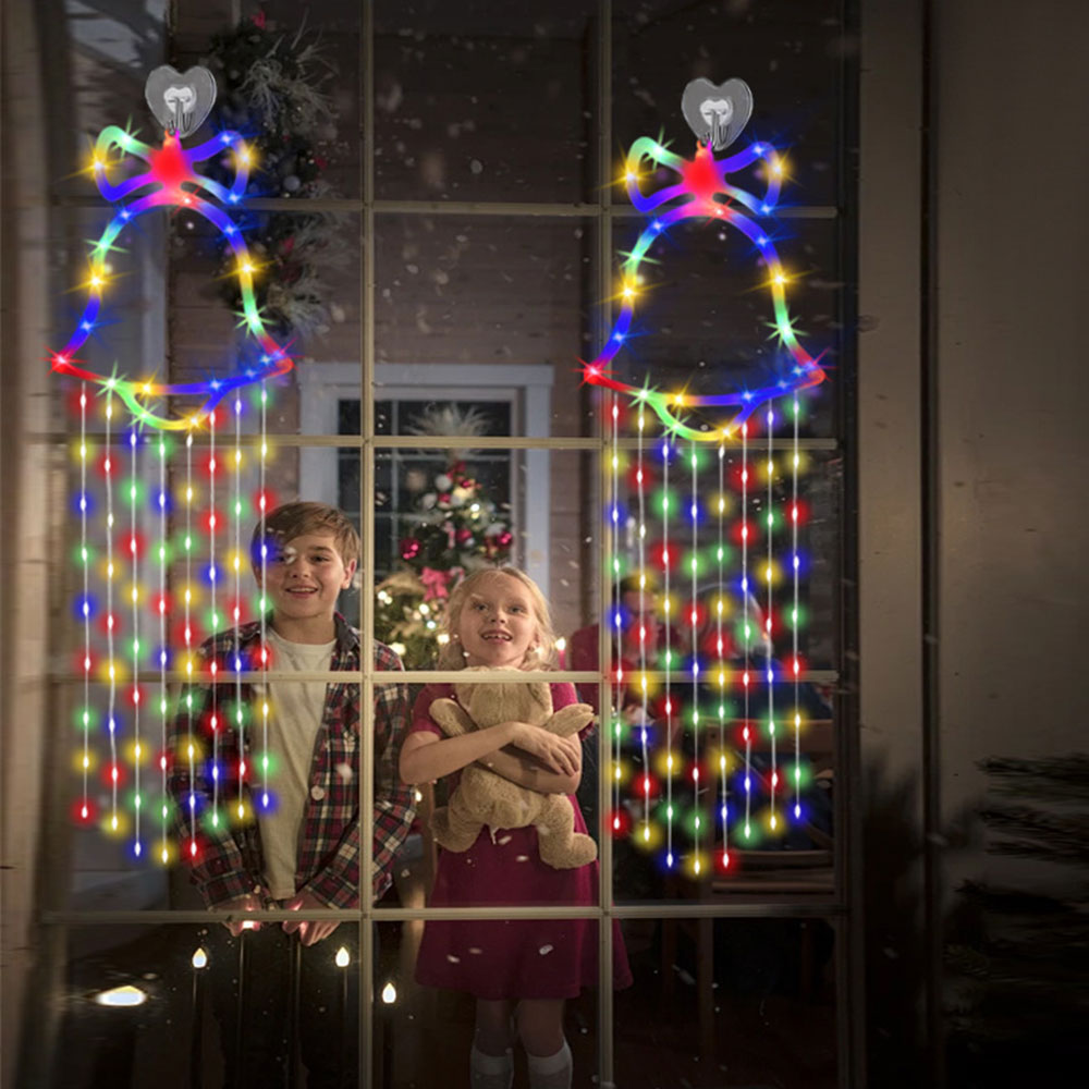 2Pcs Christmas Hanging Bell Light 8 Modes Colorful Bell Light Xmas New Year Decor