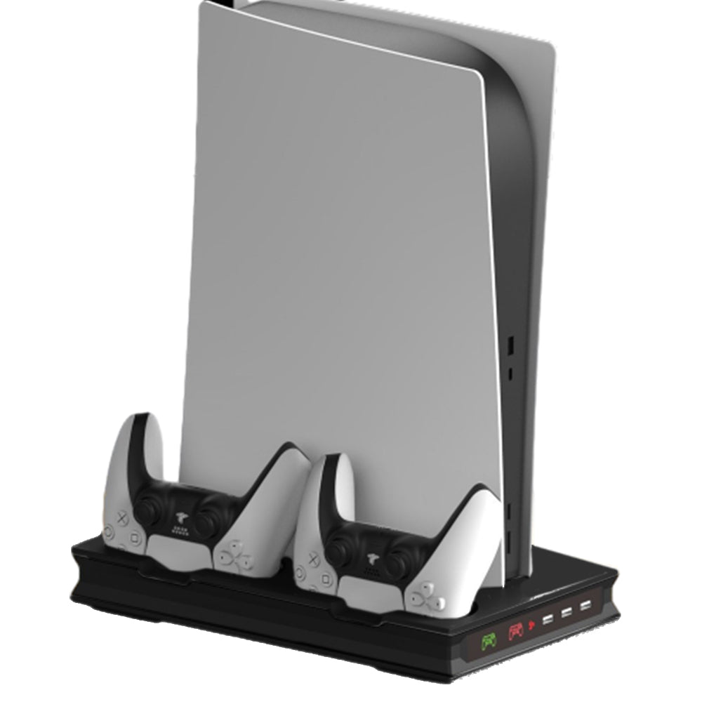 For PS5 Stand Cooling Fan with Dual Controller Charging Station Black