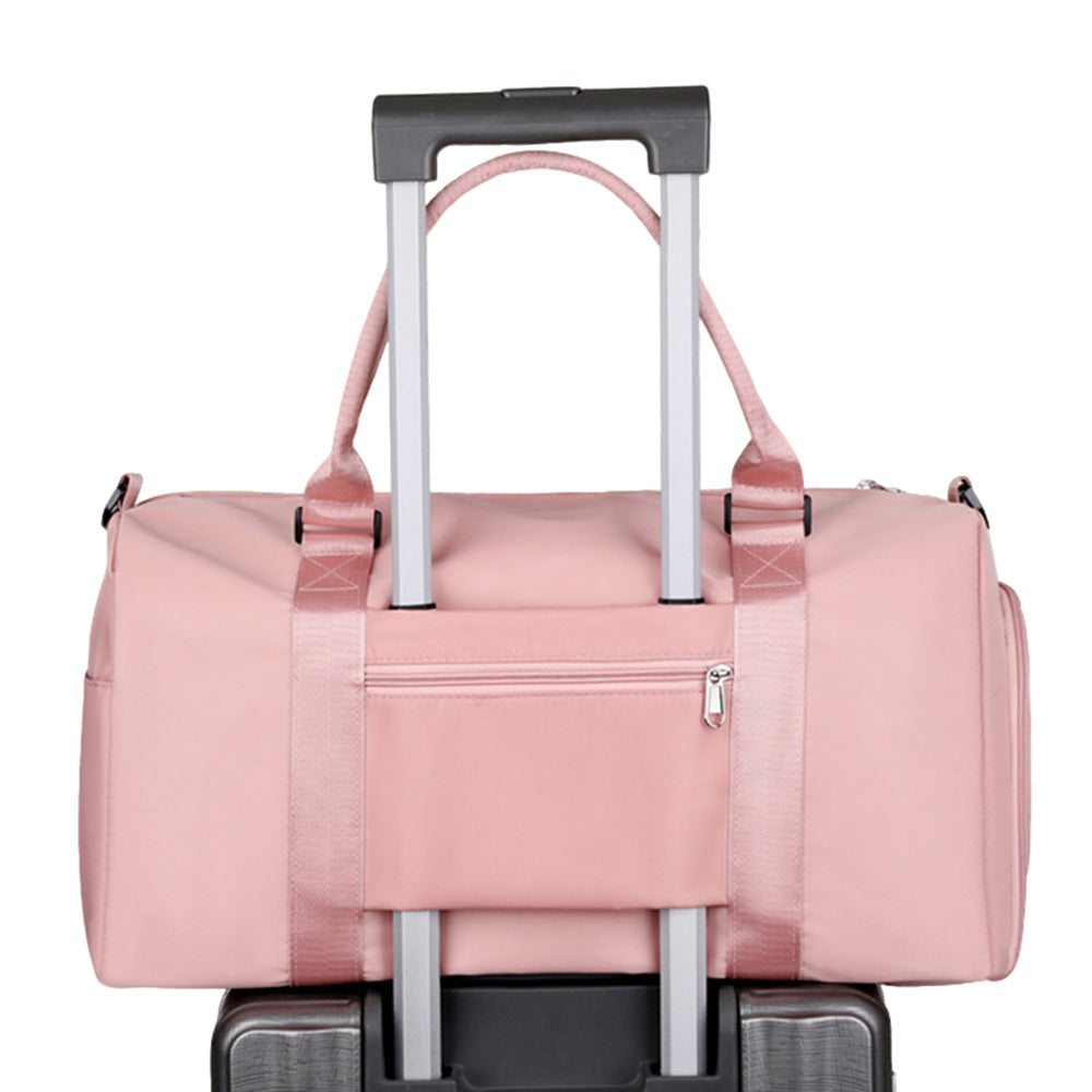30L Gym Duffel Bag Waterproof with Shoe Compartment for Weekend Trips Pink