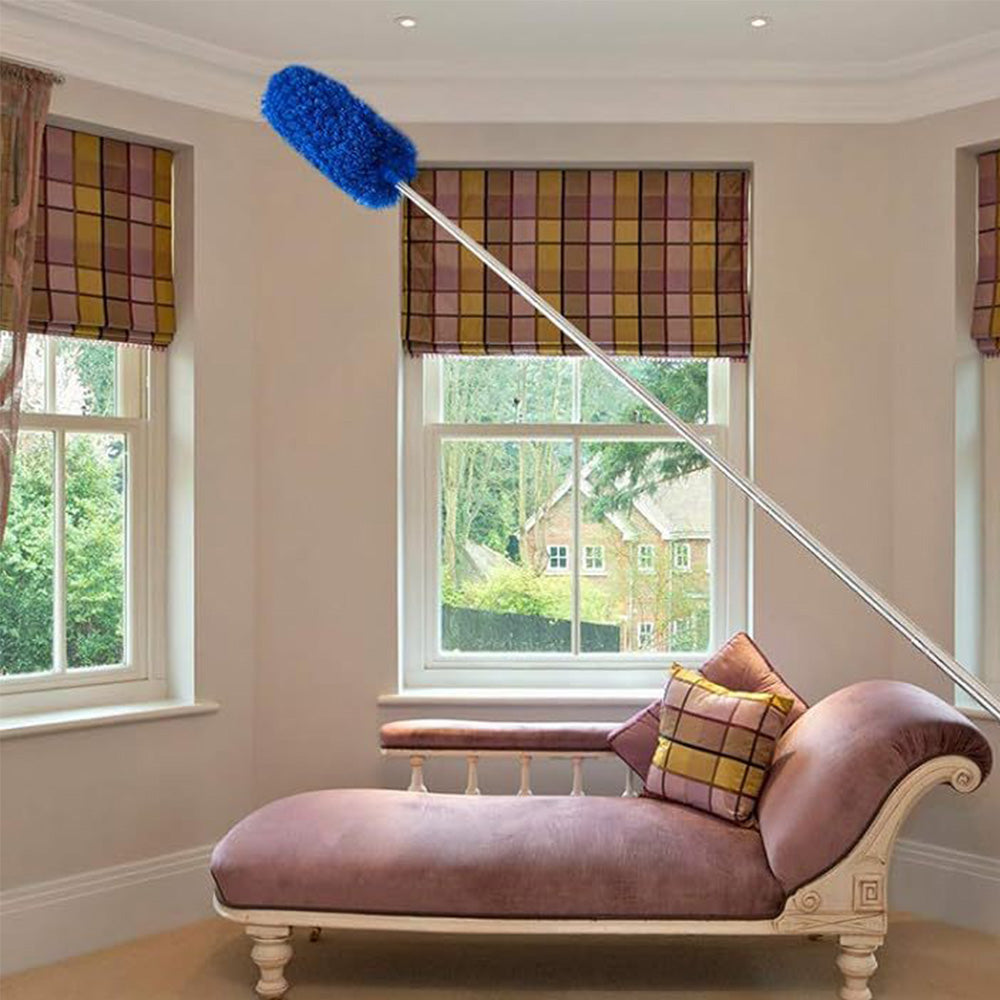 Extendable Ceiling Cleaning Duster Spider Web Microfiber Cleaner Brush Blue