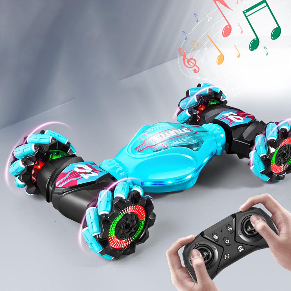 2.4GHz RC Stunt Car Toy with Light Music 4WD Off-Road Remote Control Twist Car Toy for Kids Xmas Birthday Green