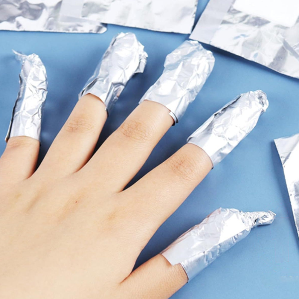 100Pcs Nail Polish Remover Gel Nail Foil Wraps Aluminium Soak Off Finger Nail Polish Removal Tools with Cotton Pad
