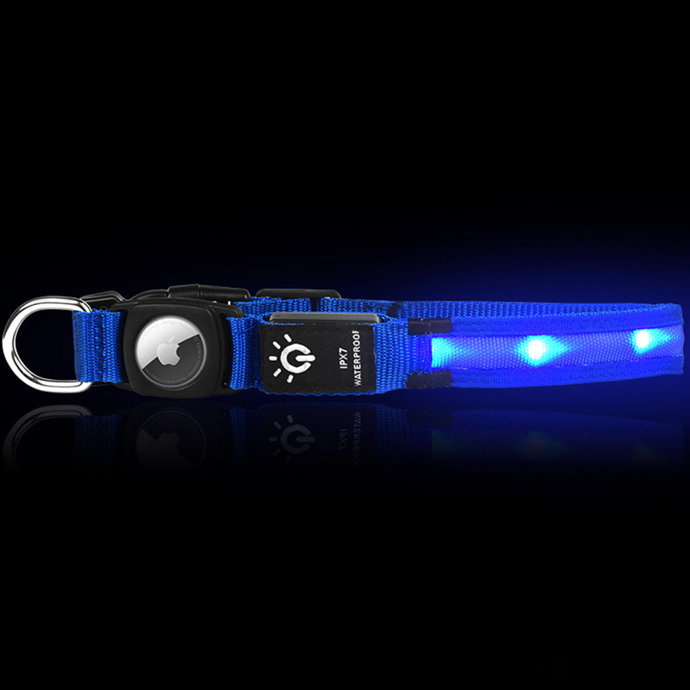 Luminous LED Pet Dog Collar Light-up USB Rechargeable Dog Collar Blue