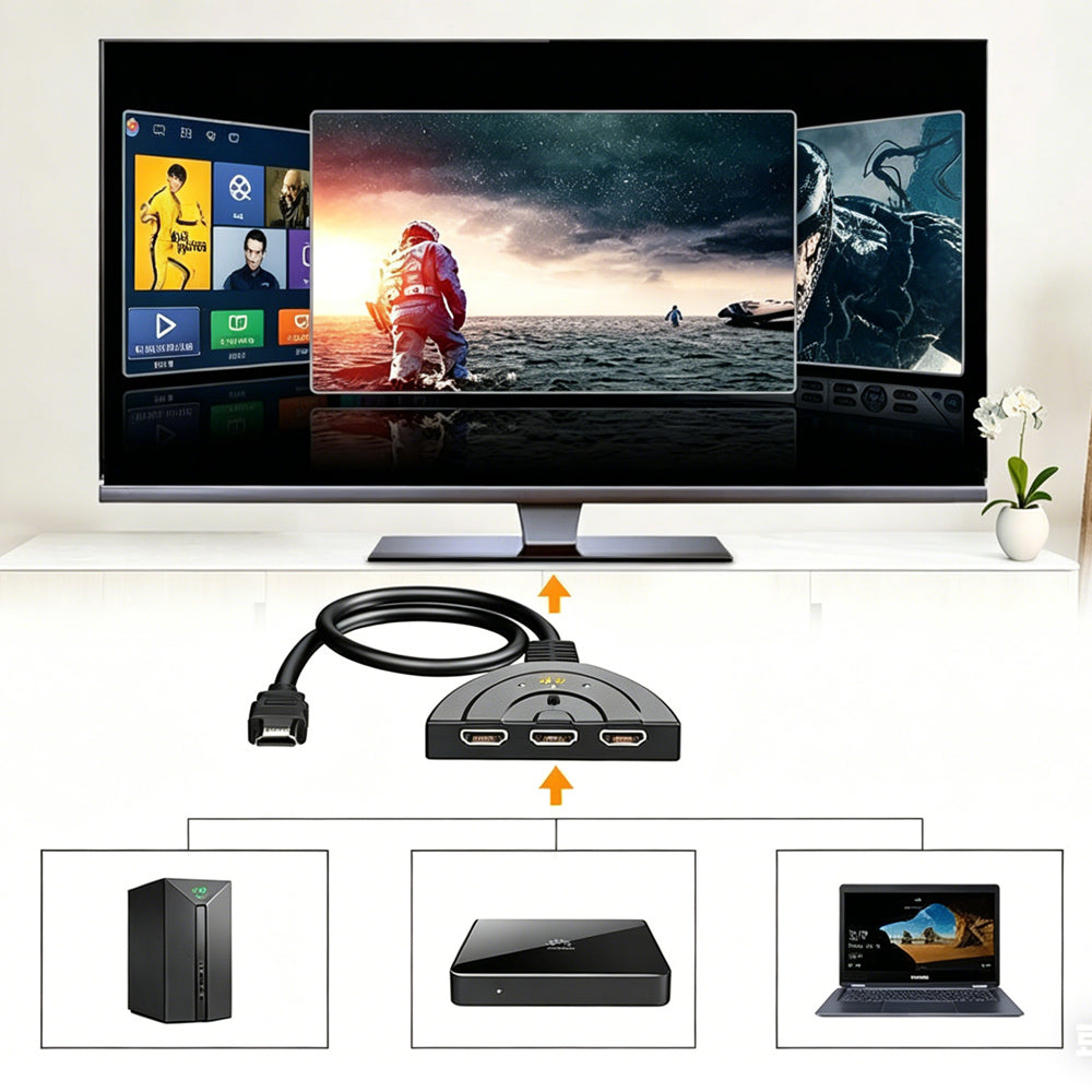HDMI Splitter 1 in 3 out 4K Cable Adapter HDMI 3 Way Splitter for HDTV HD LED LCD TV