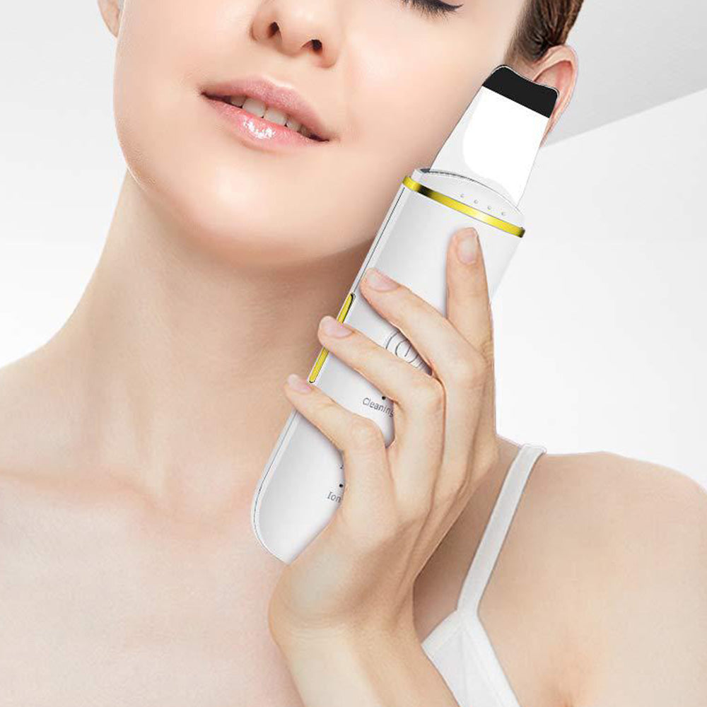 Electric Facial Skin Scrubber Ultrasonic Blackhead Remover Spatula Comedone Extractor Cleanser