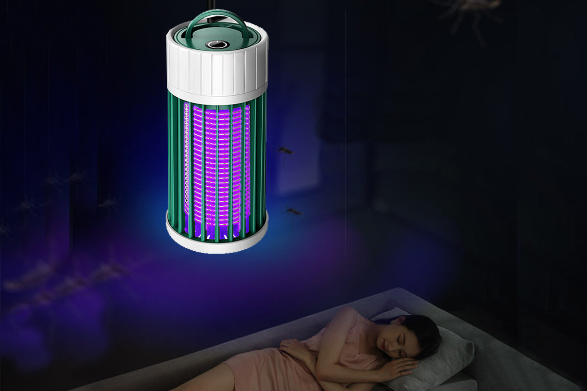 2pcs USB Electronic Rechargeable Mosquito Killer Lamp Night Light Mosquito Trap Indoor-Green and Grey