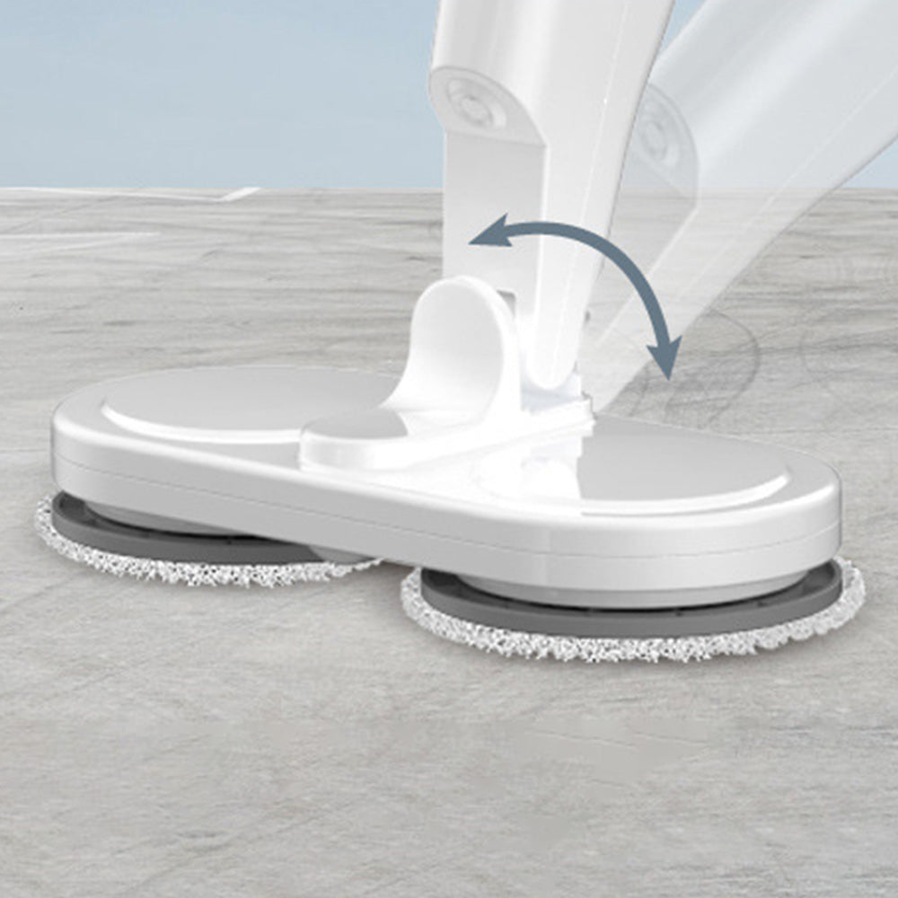 Cordless Electric Spray Mop Spin Cleaning Scrubber with Detachable Tank for Hardwood Floor White