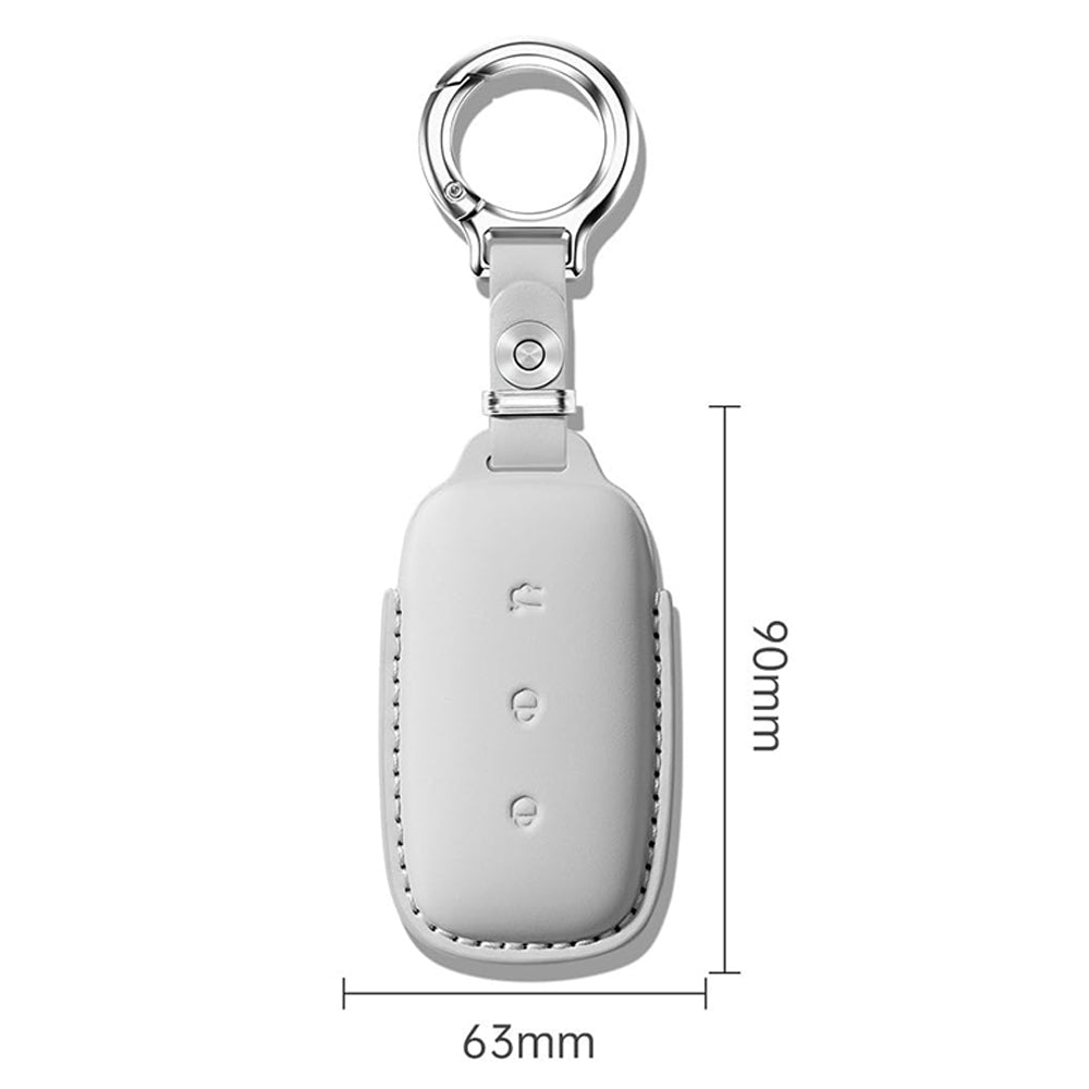 Leather Key Fob Cover Fit for Geely Galaxy E5 EX5 - Grey