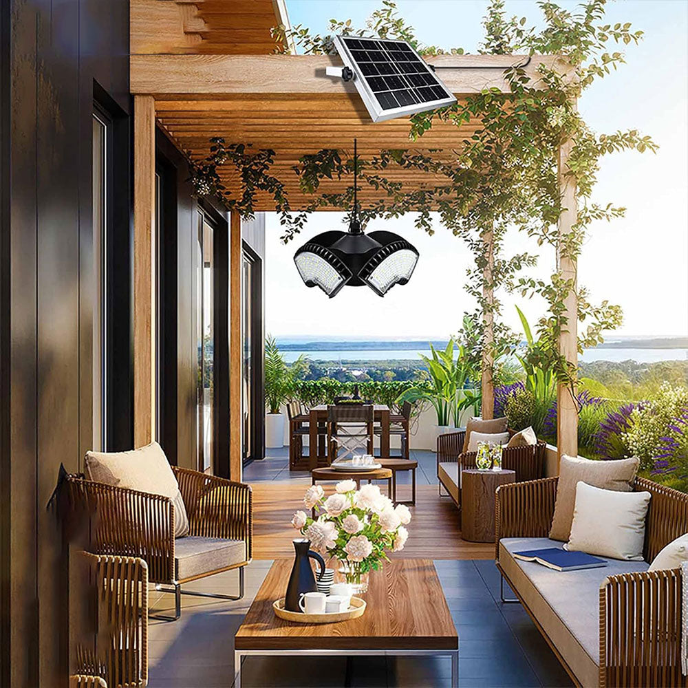 Solar 3 Modes Pendant Lights Dimmable Hanging Light with Remote Control for Barn Gazebo Yard Style 1