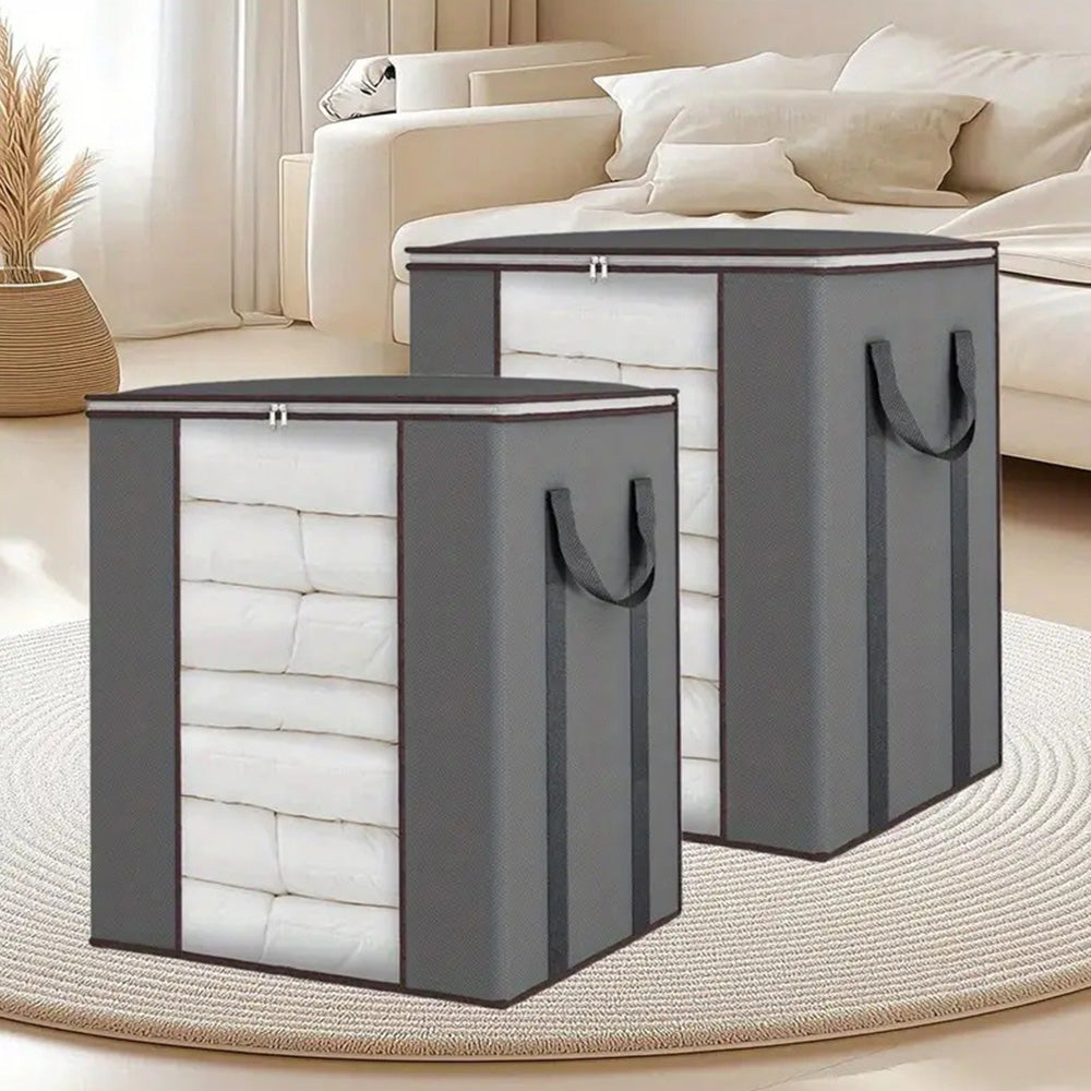 Blanket Storage Bag Extra Large Moving Clothes and Toy Foldable Container 120L-Grey