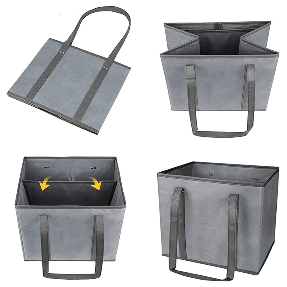 3Pcs Reusable Grocery Bag Non-Woven Shopping Tote Bag with Handles Gray