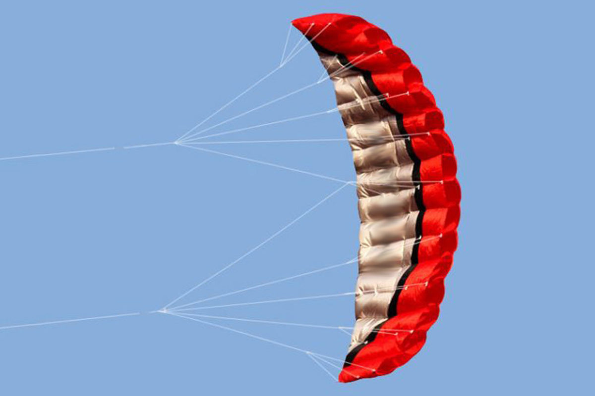 2.5m Dual Line Parafoil Parachute Stunt Sport Beach Kite Outdoor Frameless Toy-Red