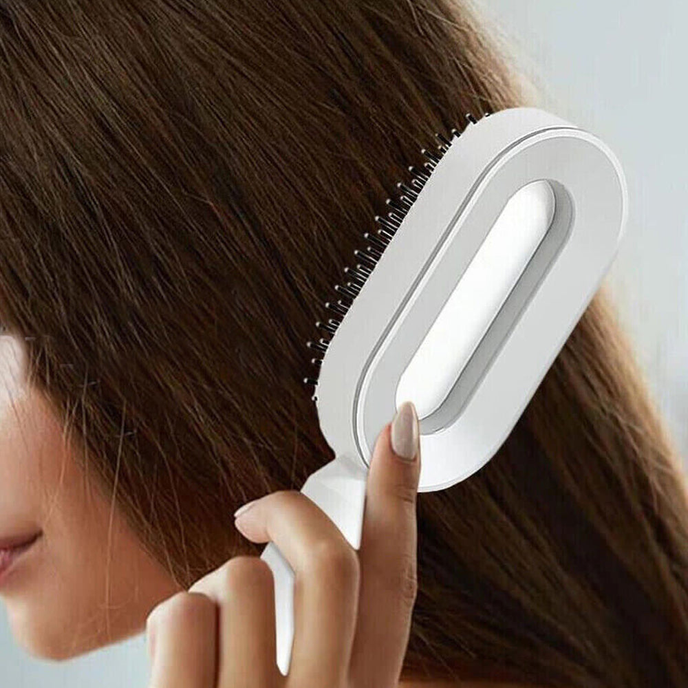 Self Cleaning Hair Brush with Holder Easy Clean Massage Hair Comb for for Thick Curly Long Hair