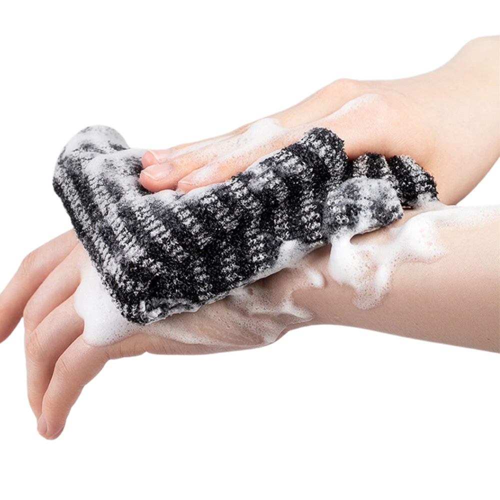 2 PCS Extra Long Exfoliating Back Scrubber Adult Bath Washcloth for Smooth Skin Black