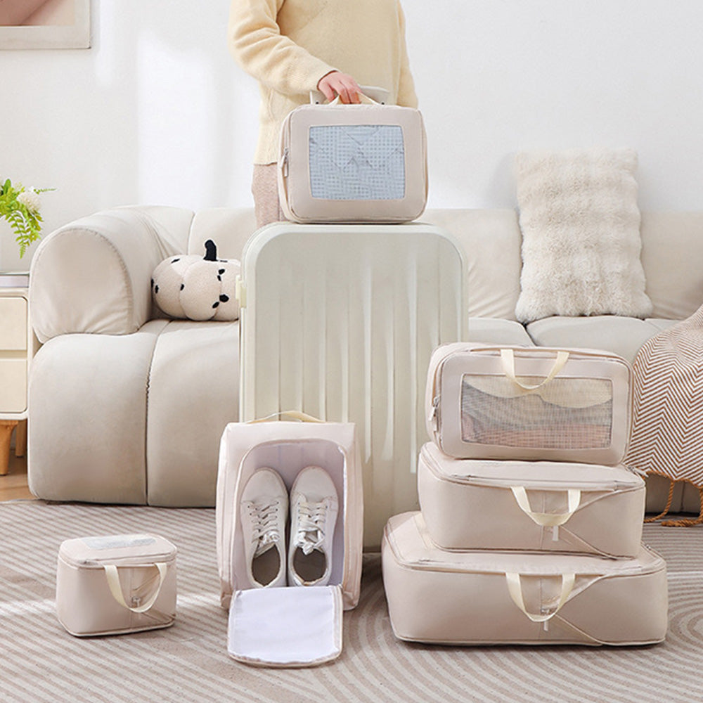 7Pcs Compression Packing Cubes Set ¨C Travel Luggage Organizer Bags for Suitcases Khaki