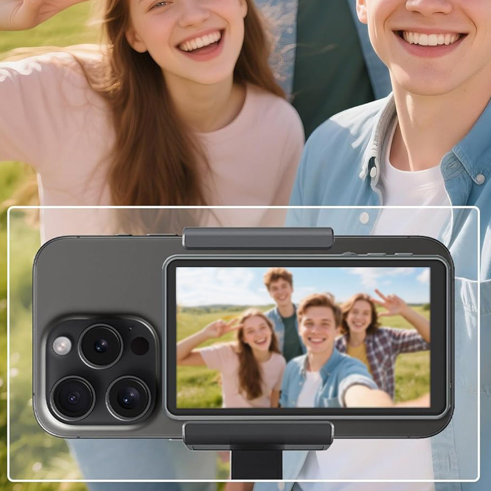 WiFi Vlog Selfie Monitor Screen 3-Mode Back Camera Monitor for Vlog Live Stream Compatible with iPhone and Android Gray