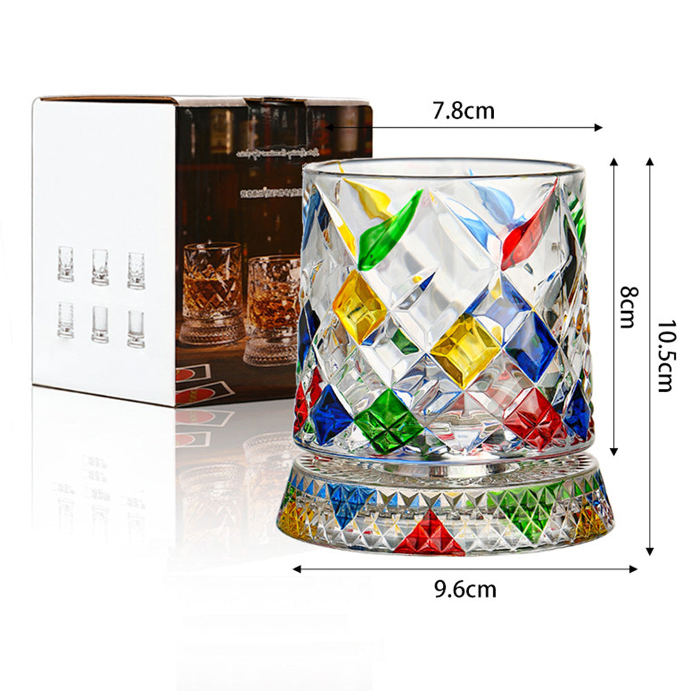 270ml Rotating Whiskey Glass Hand Painted Whiskey Tumbler