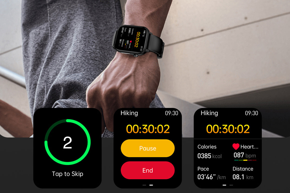 Smart Watch 1.96-Inch ECG Fitness Tracker with Heart Rate Blood Oxygen Blood Glucose Uric Acid and Blood Lipid 100 Sports Modes Activity Tracker-Black