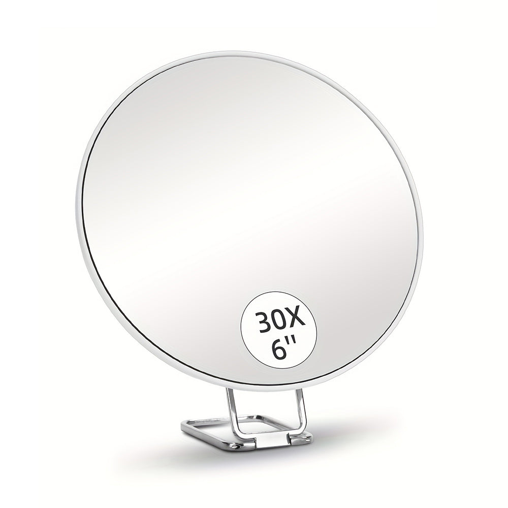 Travel Magnifying Makeup Mirror with Adjustable Stand and Suction Cup White