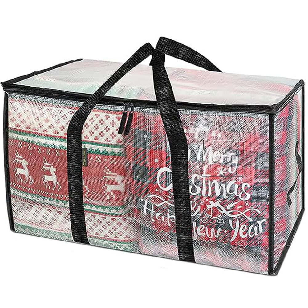 92L Oversized Moving Bag Transparent Christmas Holiday Heavy-Duty Storage Tote
