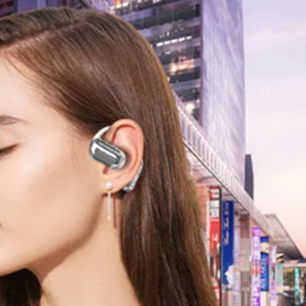 Wireless Open Ear Headphones LCD Display Bluetooth 5.4 Earphones Touch Control Gray
