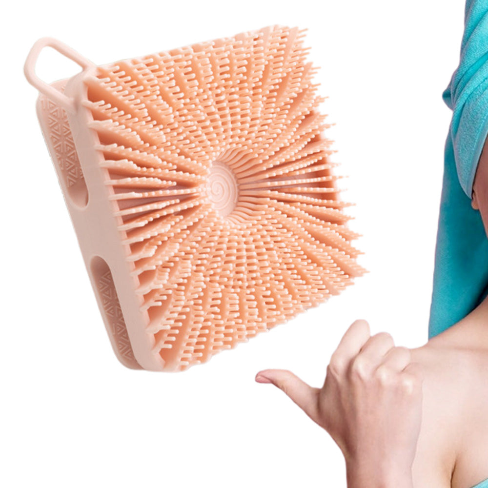 Dual-Sided Silicone Shower Body Brush ââ‚?Soft & Firm Exfoliating Scrubber Pink