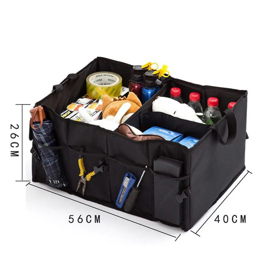 Collapsible Car Trunk Organizer with Multi-Compartments for Tools & Storage