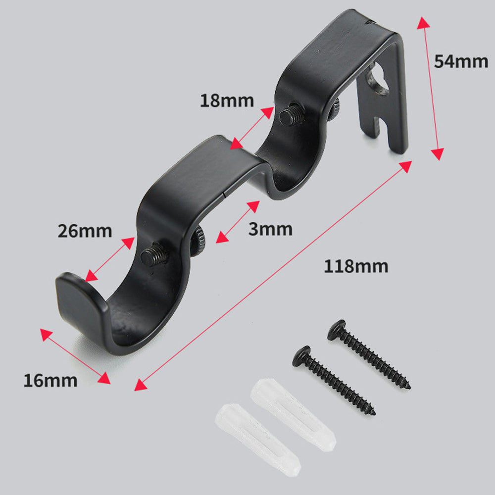 1 Pack Retro Double Curtain Rod Bracket Strong Wall Mount for 1.8cm 2.6cm Rods