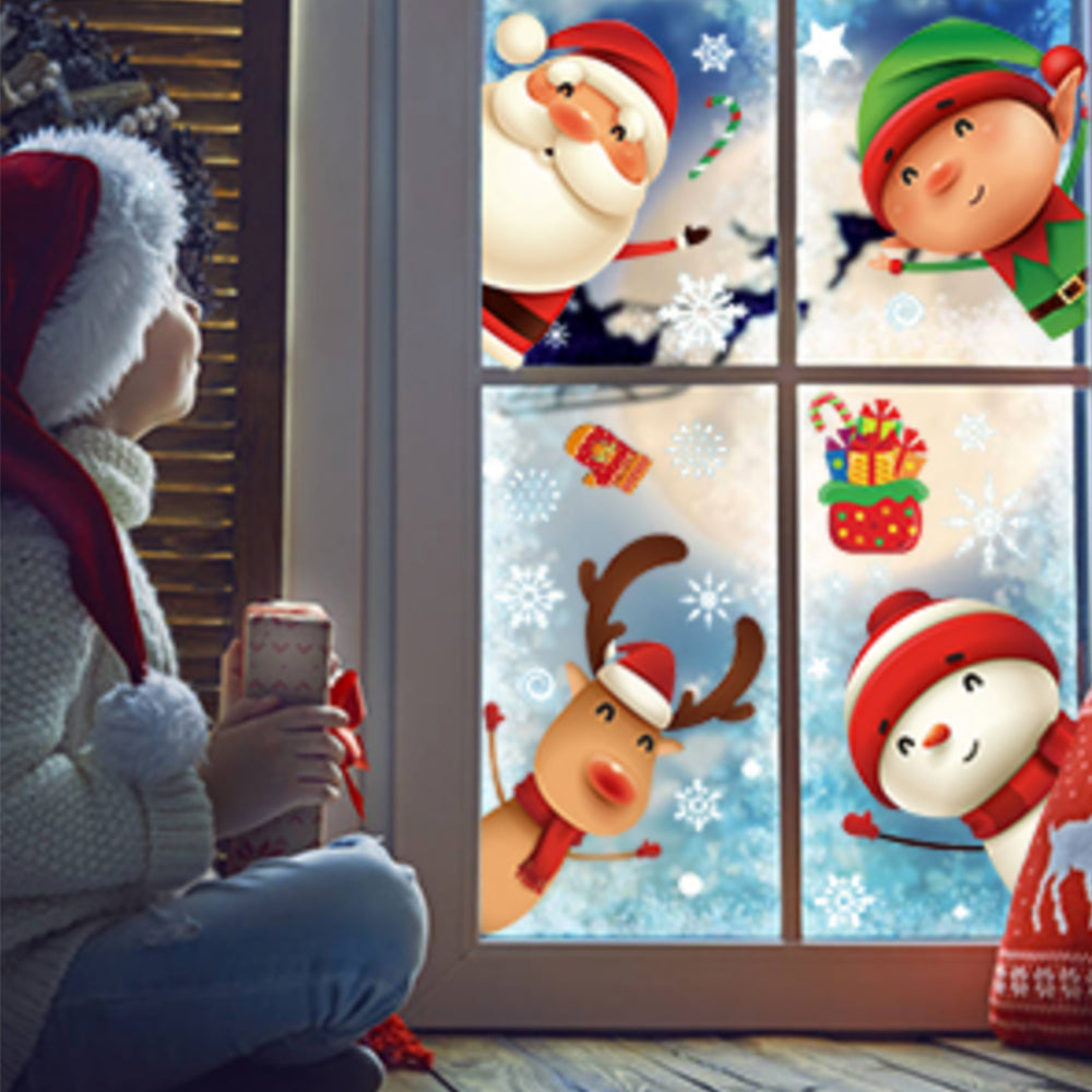 8 Sheets of Christmas Window Clings Stickers for Glass Static Cling Xmas Decals Decorations