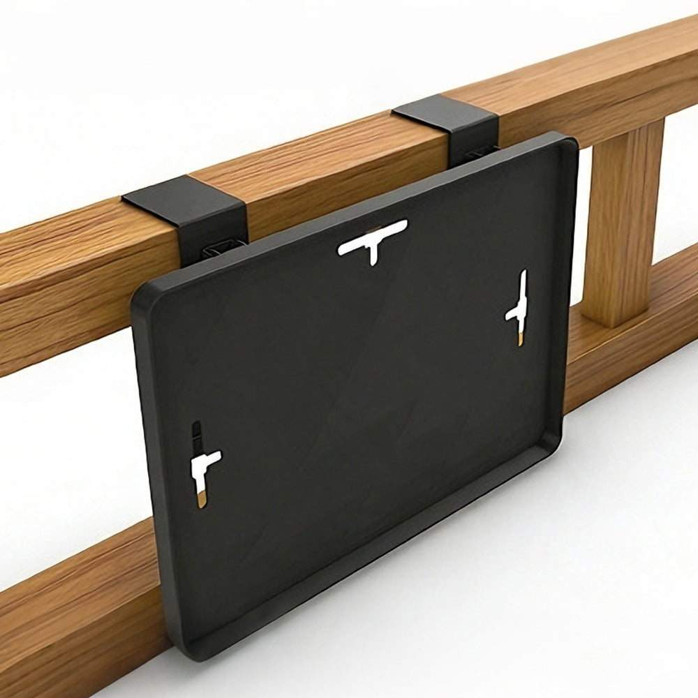 Foldable Metal Bedside Shelf with Cable Hole and 2 Hooks