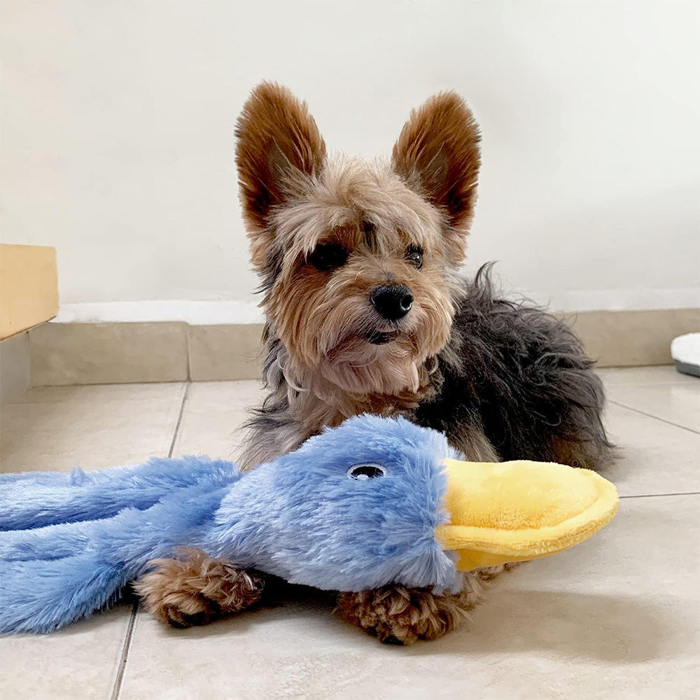 Interactive Dog Chew Toy Small Dog Toys Plush Duck Dog Toy-Blue