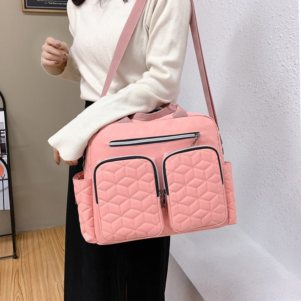 Large Mummy Bag Multi-Pocket Travel Nappy Tote Shoulder Bag Pink