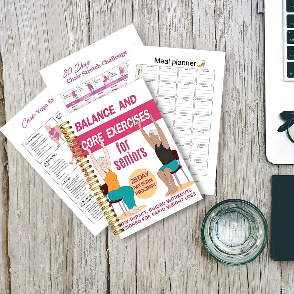 Adult 30 Day Chair Yoga Spiral Notebook Sitting Guide Book - Pink