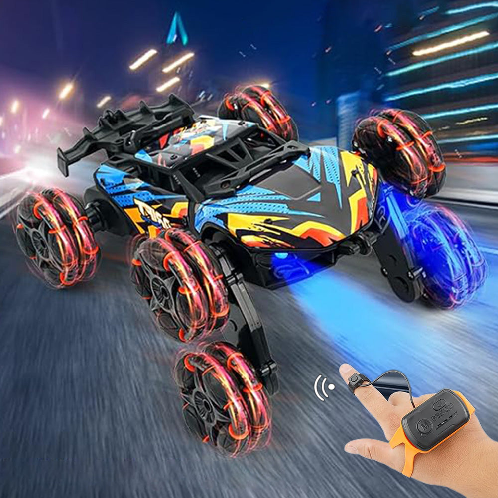 Dual Remote Control 6-Wheel Stunt Car Watch Gesture Controlled 2.4Ghz RC Spray Car Toy Orange
