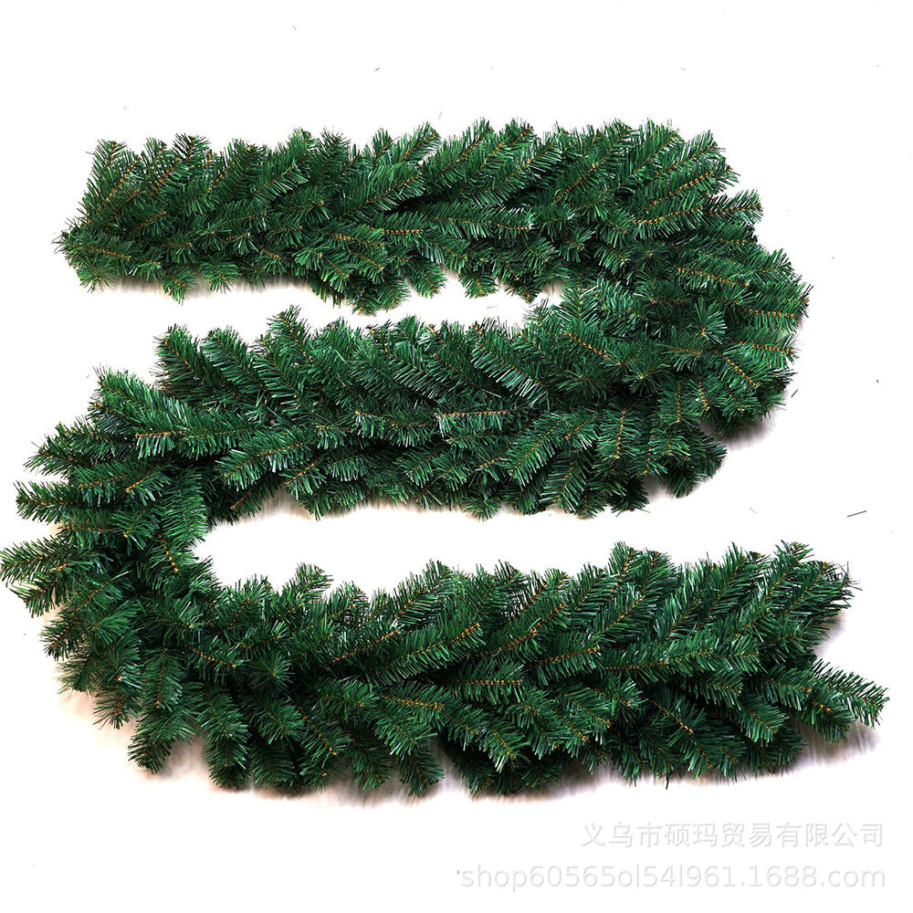 2.7M Christmas Garland with LED Lights Artificial Wreath Stairs Rattan Xmas Decoration