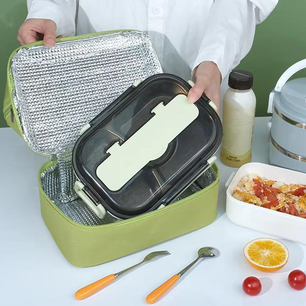 Insulated Lunch Bag with Dual Compartment Leakproof Cooler Tote for Work Office Picnic Green