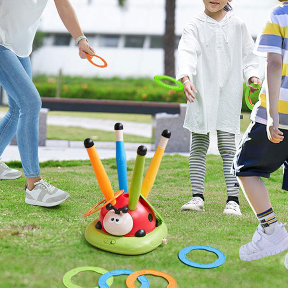 3-in-1 Musical Jump Toy Toss Ring Game Toy Rocket Launcher for Kids