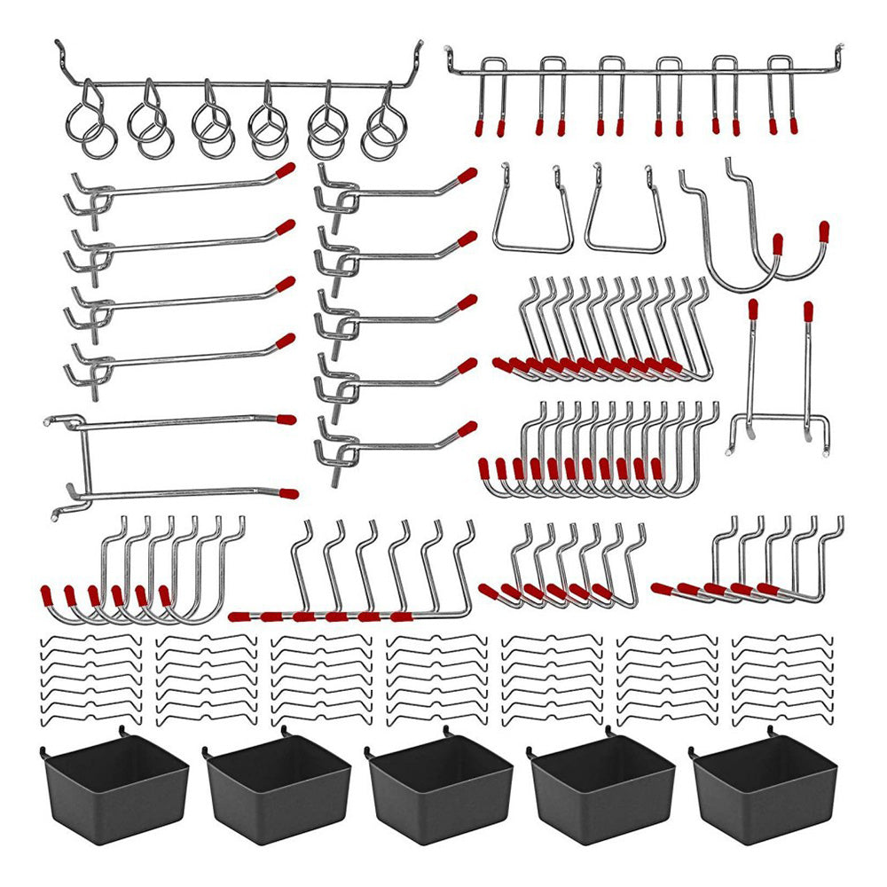 114-Piece Pegboard Hook Set with Bins and Peg Locks  Metal Hooks for Garage Workshop Organization