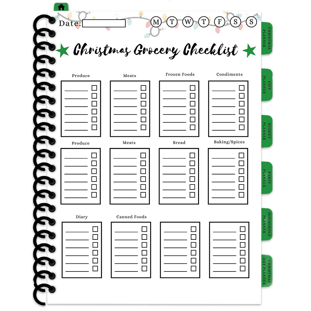 Christmas Planner with Holiday Shopping List Gift Planner Christmas to Do Planner